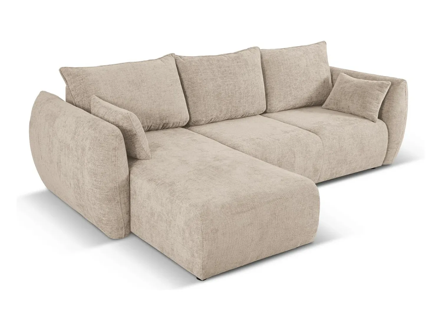 Cosmopolitan Design - Sofá convertível de canto esquerdo com caixa de arrumação "Matera" 4 lugares em tecido chenille - 253x173x86cm^ Sofá
