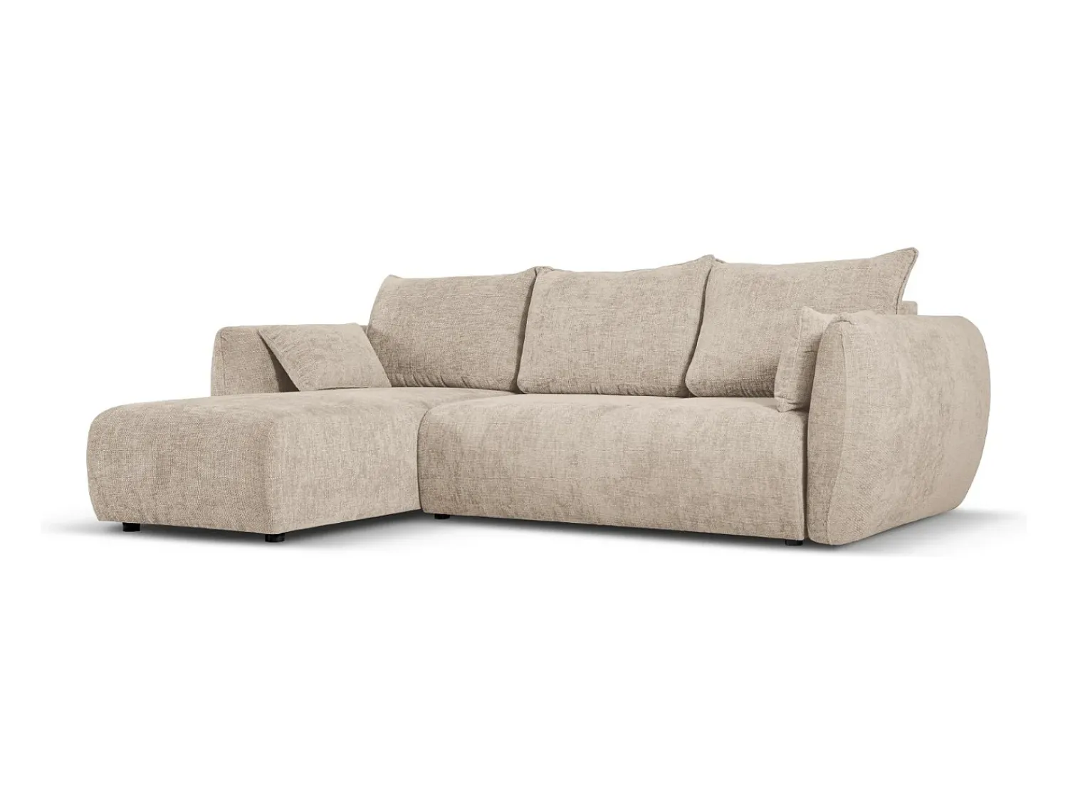 Cosmopolitan Design - Sofá convertível de canto esquerdo com caixa de arrumação "Matera" 4 lugares em tecido chenille - 253x173x86cm^ Sofá