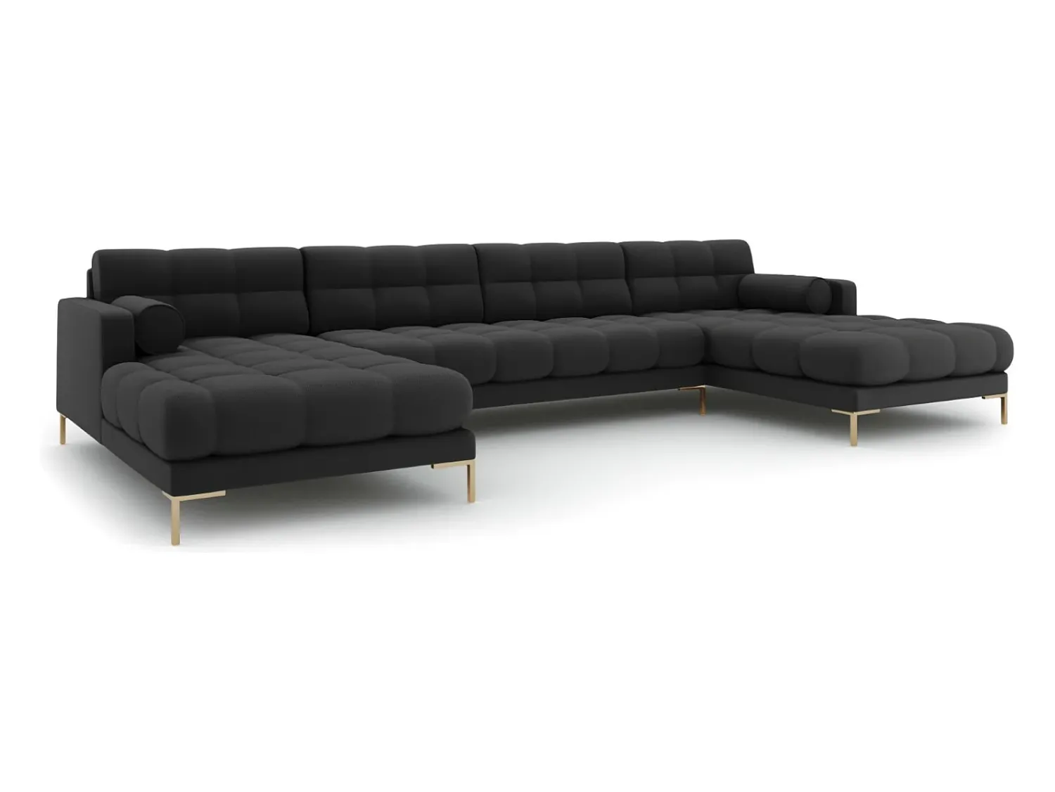 Sofá*Cosmopolitan Design - Sofá panorâmico "Bali" 7 lugares em tecido estrutural cinza escuro - 383x185x75cm Cinza antracite