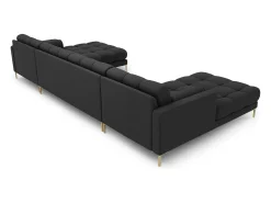 Sofá*Cosmopolitan Design - Sofá panorâmico "Bali" 7 lugares em tecido estrutural cinza escuro - 383x185x75cm Cinza antracite