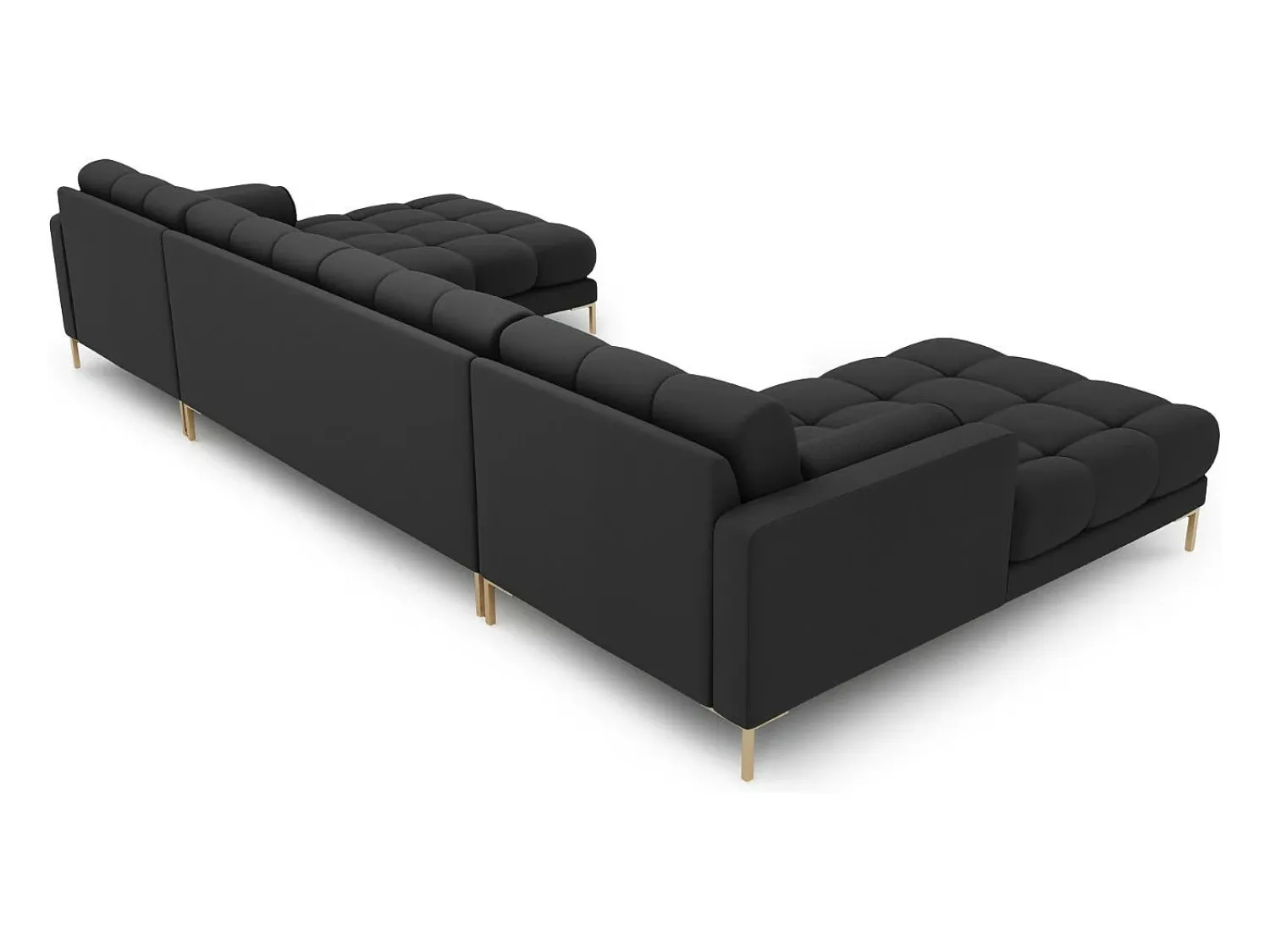 Sofá*Cosmopolitan Design - Sofá panorâmico "Bali" 7 lugares em tecido estrutural cinza escuro - 383x185x75cm Cinza antracite