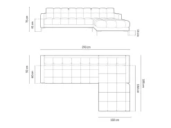 Cosmopolitan Design - Sofá de canto direito "Bali" 5 lugares em veludo - 293x185x75cm^ Sofá