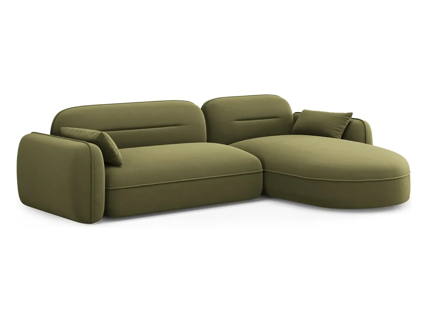 Hot Cosmopolitan Design - Sofá modular de canto direito "Sydney" 4 lugares em veludo - 275x165x70cm Verde claro