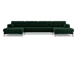 Sale Cosmopolitan Design - Sofá panorâmico "Bali" 7 lugares em veludo verde garrafa - 383x185x75cm Verde pinho