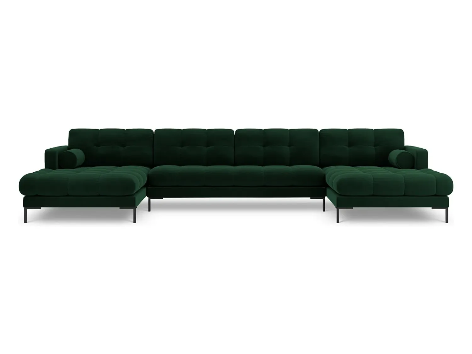 Sale Cosmopolitan Design - Sofá panorâmico "Bali" 7 lugares em veludo verde garrafa - 383x185x75cm Verde pinho