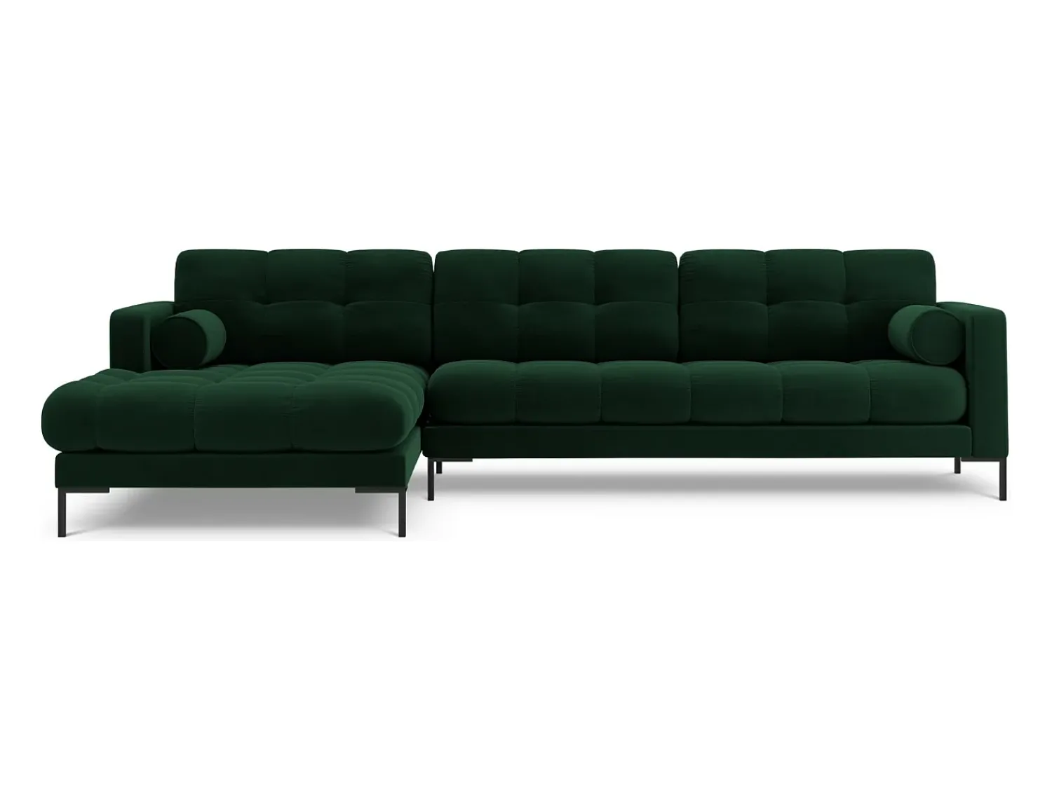 Sofá*Cosmopolitan Design - Sofá de canto esquerdo "Bali" 5 lugares em veludo verde garrafa - 293x185x75cm Verde pinho