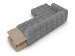 Cosmopolitan Design - Sofá modular de canto esquerdo "Sky" 4 lugares em veludo cinza claro - 297x162x75cm Cinzento claro