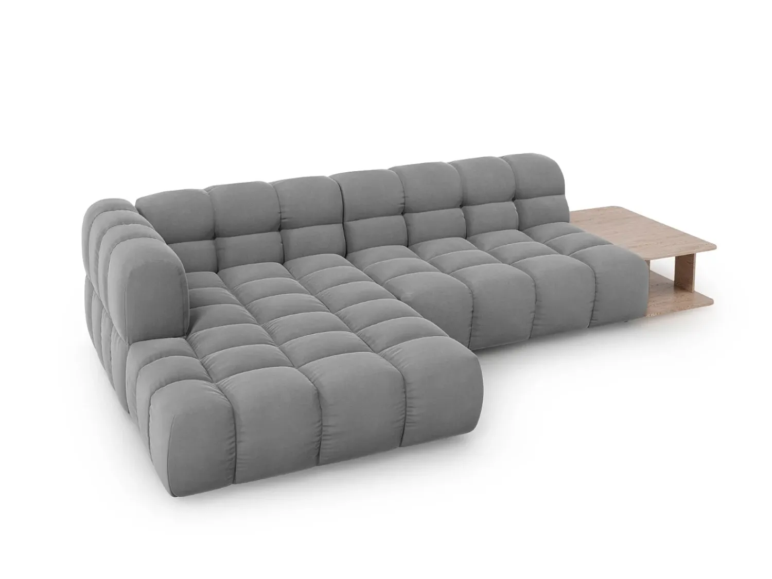 Cosmopolitan Design - Sofá modular de canto esquerdo "Sky" 4 lugares em veludo cinza claro - 297x162x75cm Cinzento claro