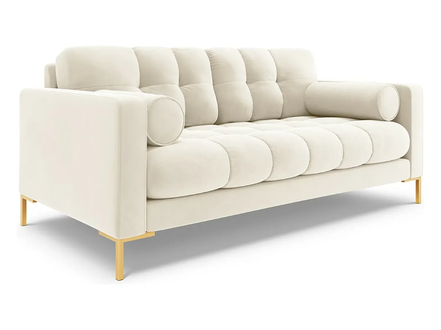 Sofá|Cosmopolitan Design - Sofá "Bali" 2 lugares em veludo claro - 152x92x75cm Bege