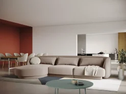 Sofá|Cosmopolitan Design - Sofá de canto esquerdo "Tulum" 4 lugares em veludo - 255x156x70cm Bege