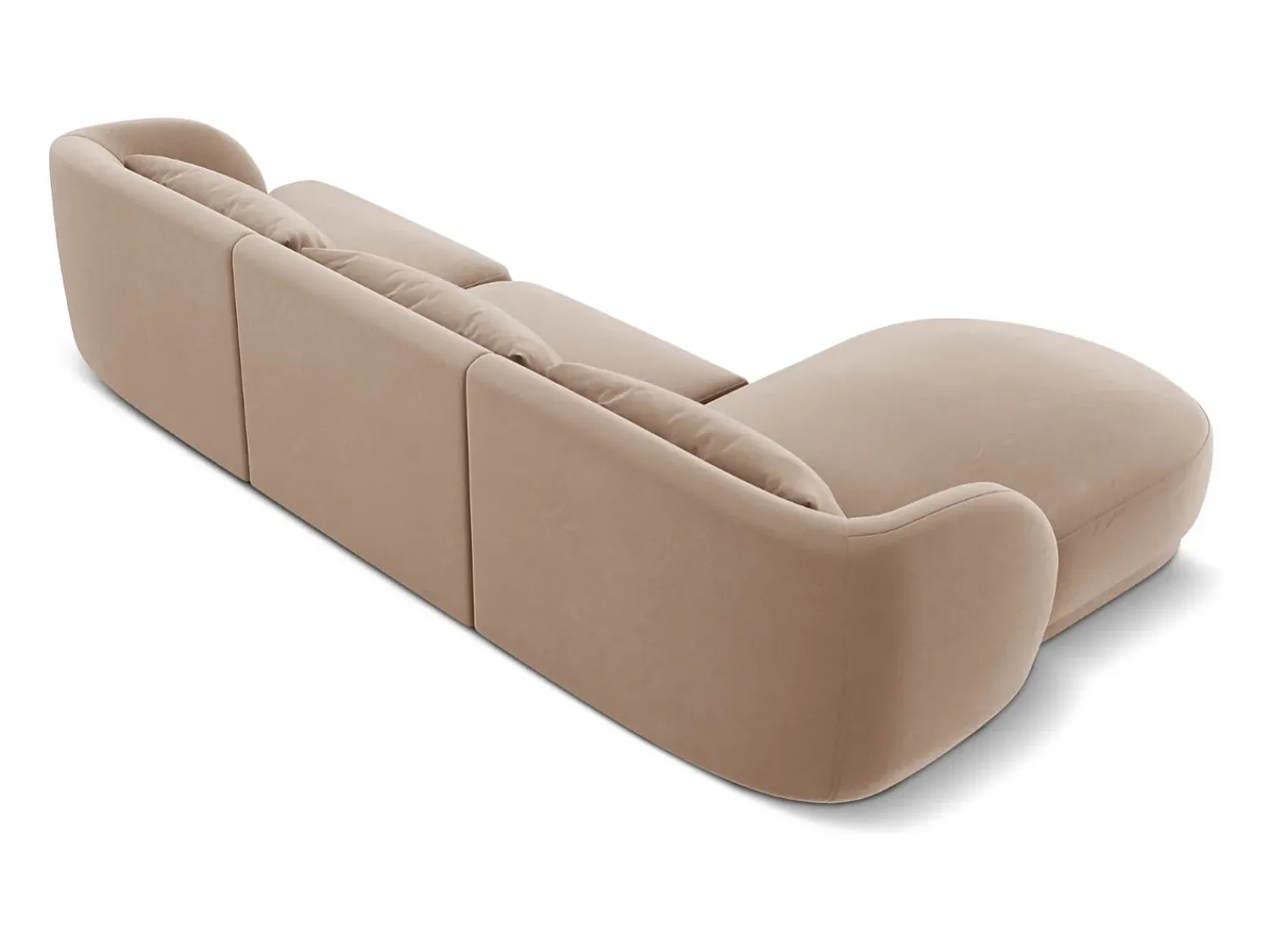Sofá|Cosmopolitan Design - Sofá de canto esquerdo "Tulum" 4 lugares em veludo - 255x156x70cm Bege