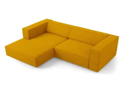 Sofá*Cosmopolitan Design - Sofá de canto esquerdo "Arendal" 3 lugares em tecido chenille com efeito canelado mostarda - 224x166x70cm Amarelo mostarda