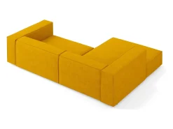 Sofá*Cosmopolitan Design - Sofá de canto esquerdo "Arendal" 3 lugares em tecido chenille com efeito canelado mostarda - 224x166x70cm Amarelo mostarda
