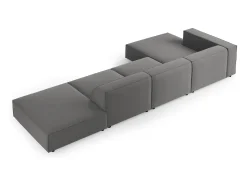 Clearance Cosmopolitan Design - Sofá de canto esquerdo "Arendal" 5 lugares em veludo cimento - 341x166x70cm Cinzento