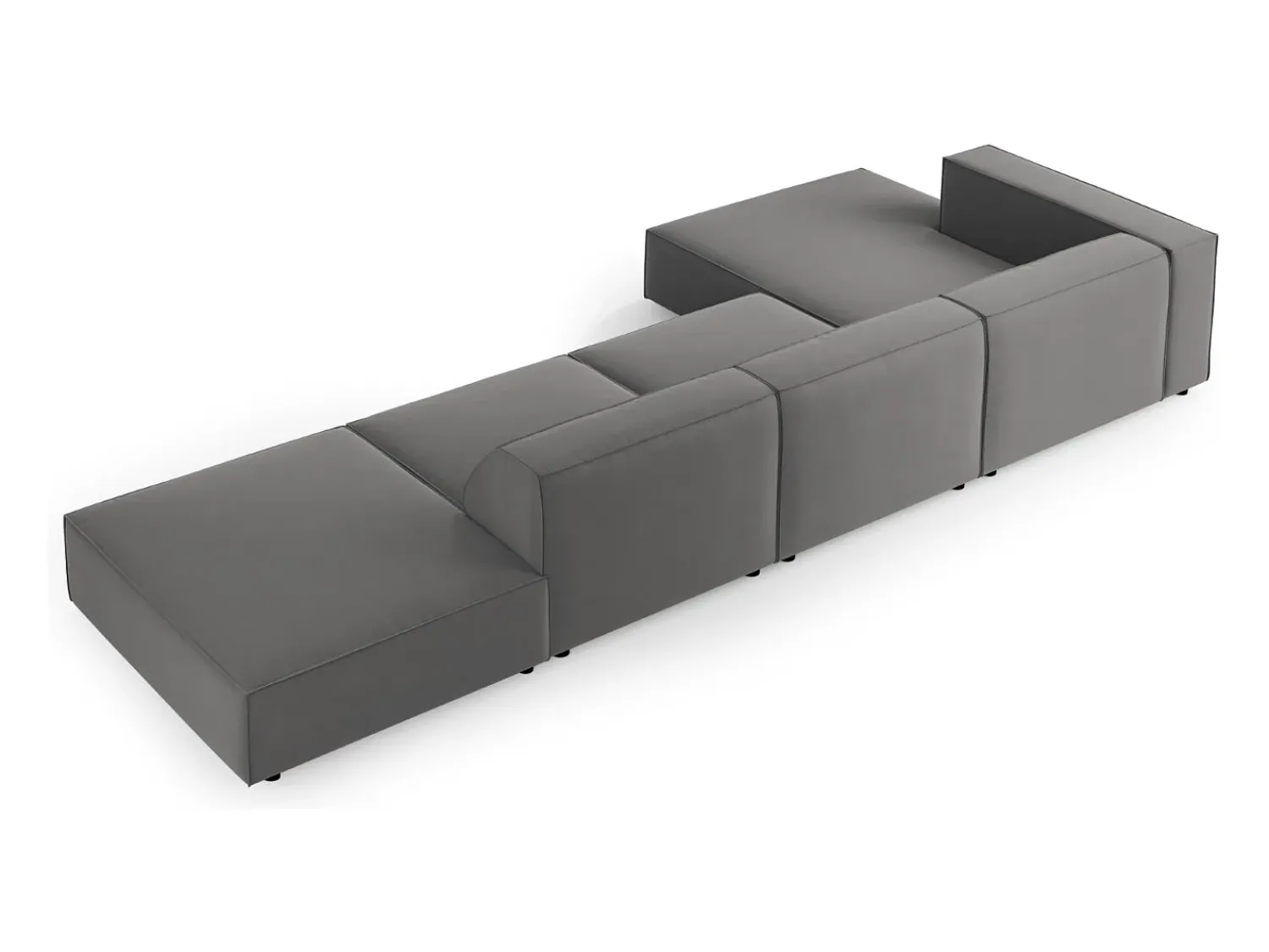 Clearance Cosmopolitan Design - Sofá de canto esquerdo "Arendal" 5 lugares em veludo cimento - 341x166x70cm Cinzento