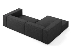 Outlet Cosmopolitan Design - Sofá de canto esquerdo "Arendal" 3 lugares em tecido chenille - 224x166x70cm Preto
