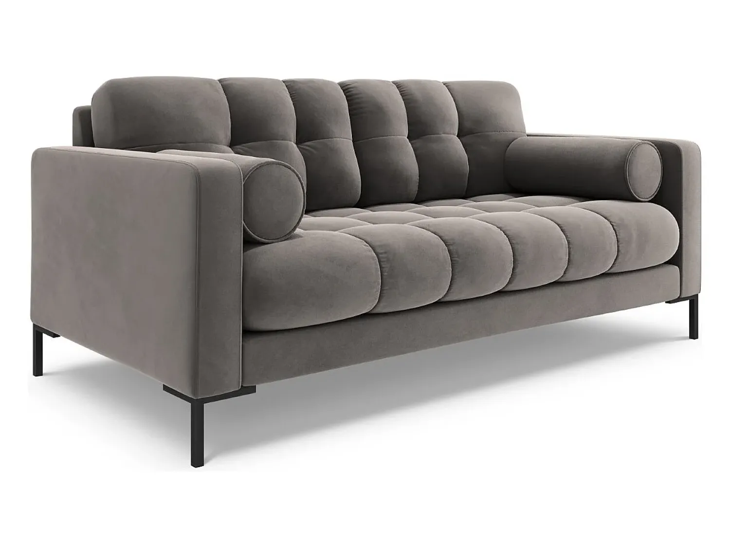 Cosmopolitan Design - Sofá "Bali" 2 lugares em veludo cinza claro - 152x92x75cm Cinzento claro