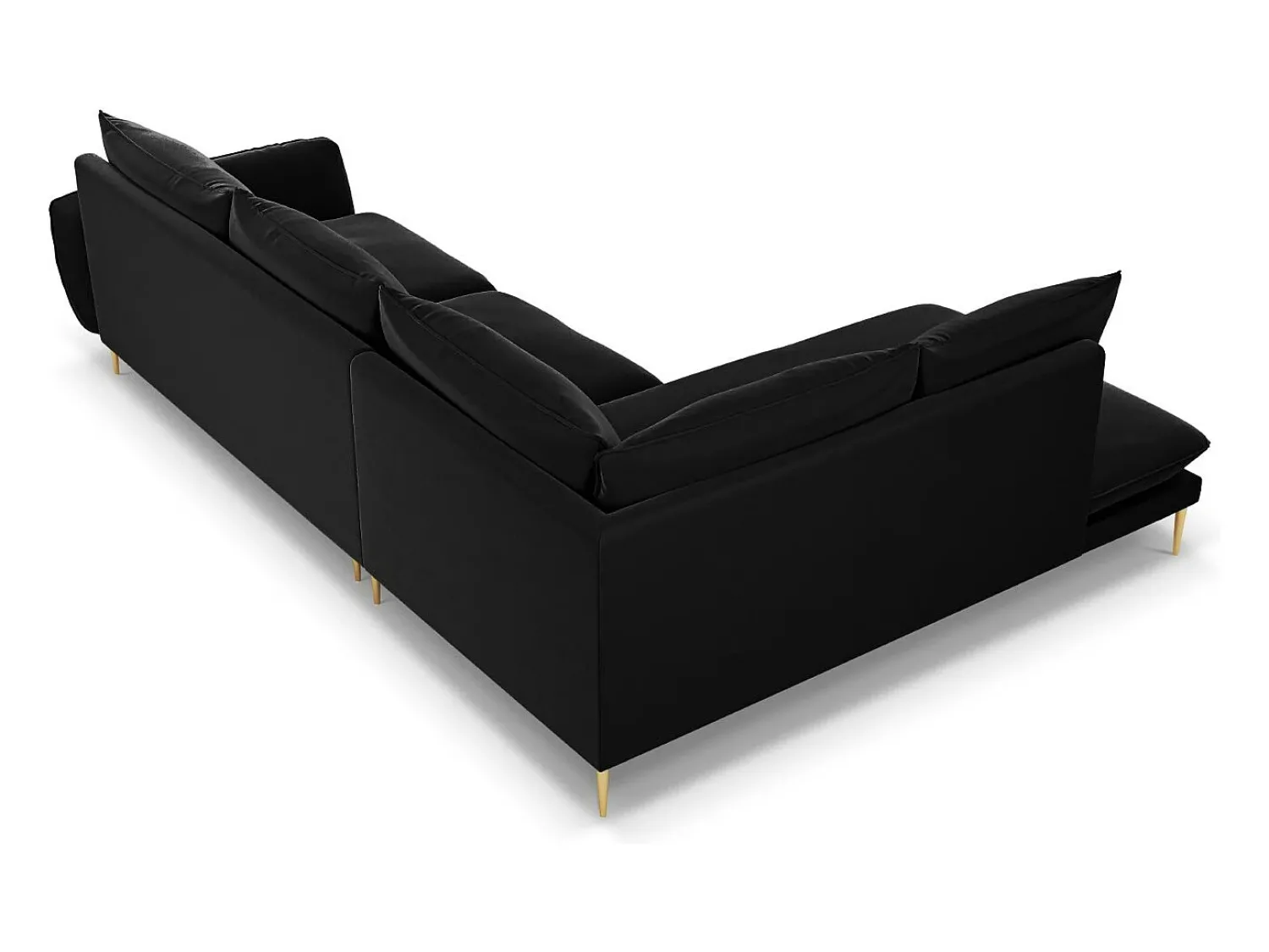 Cosmopolitan Design - Sofá de canto esquerdo "Vienna" 6 lugares em veludo - 275x185x95cm Preto