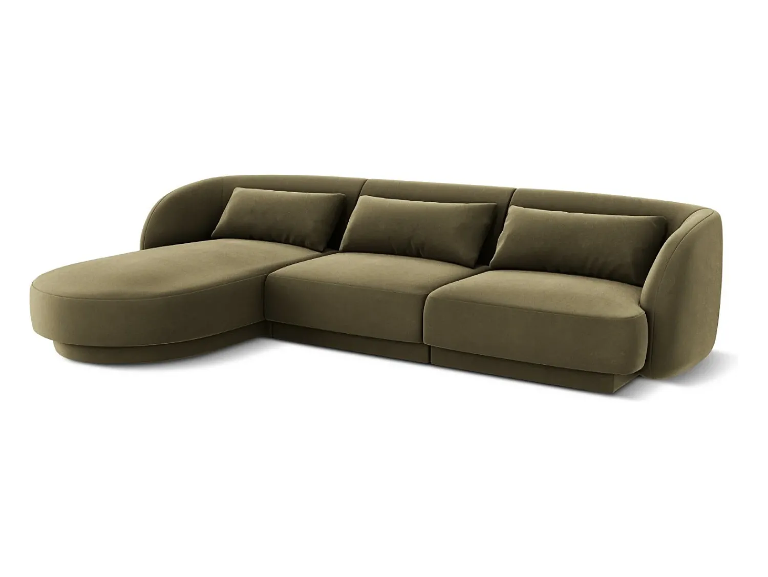 Cosmopolitan Design - Sofá de canto esquerdo "Tulum" 4 lugares em veludo - 255x156x70cm^ Sofá