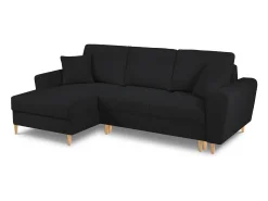 Sofá*Cosmopolitan Design - Sofá convertível de canto esquerdo com caixa de arrumação "Kyoto" 4 lugares em tecido bouclé - 241x145x88cm Preto