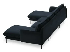 Sofá*Cosmopolitan Design - Sofá panorâmico "Vienna" 6 lugares em veludo - 350x170x95cm Azul escuro