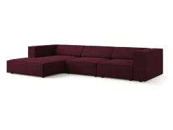 Cosmopolitan Design - Sofá de canto esquerdo "Arendal" 4 lugares em tecido chenille com efeito canelado rubi - 284x166x70cm^ Sofá
