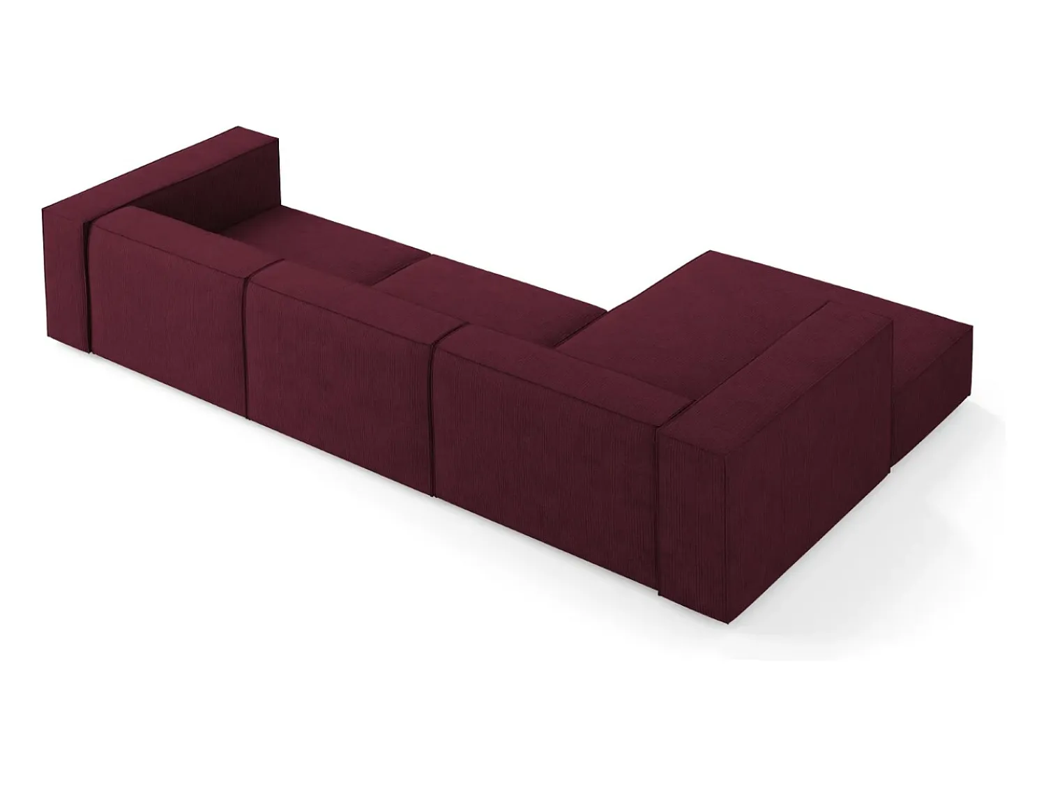 Cosmopolitan Design - Sofá de canto esquerdo "Arendal" 4 lugares em tecido chenille com efeito canelado rubi - 284x166x70cm^ Sofá