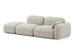 Sofá|Cosmopolitan Design - Sofá modular virado para a esquerda "Sydney" 3 lugares em veludo claro - 295x90x70cm Bege