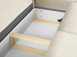 Discount Cosmopolitan Design - Sofá convertível de canto direito com caixa de arrumação "Kyoto" 5 lugares em veludo claro - 243x194x88cm Bege