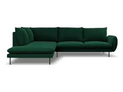 Sofá|Cosmopolitan Design - Sofá de canto esquerdo "Vienna" 6 lugares em veludo verde garrafa - 275x185x95cm Verde pinho