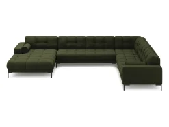 Sofá*Cosmopolitan Design - Sofá de canto direito panorâmico "Bali" 7 lugares em tecido estrutural - 327x256x75cm Verde