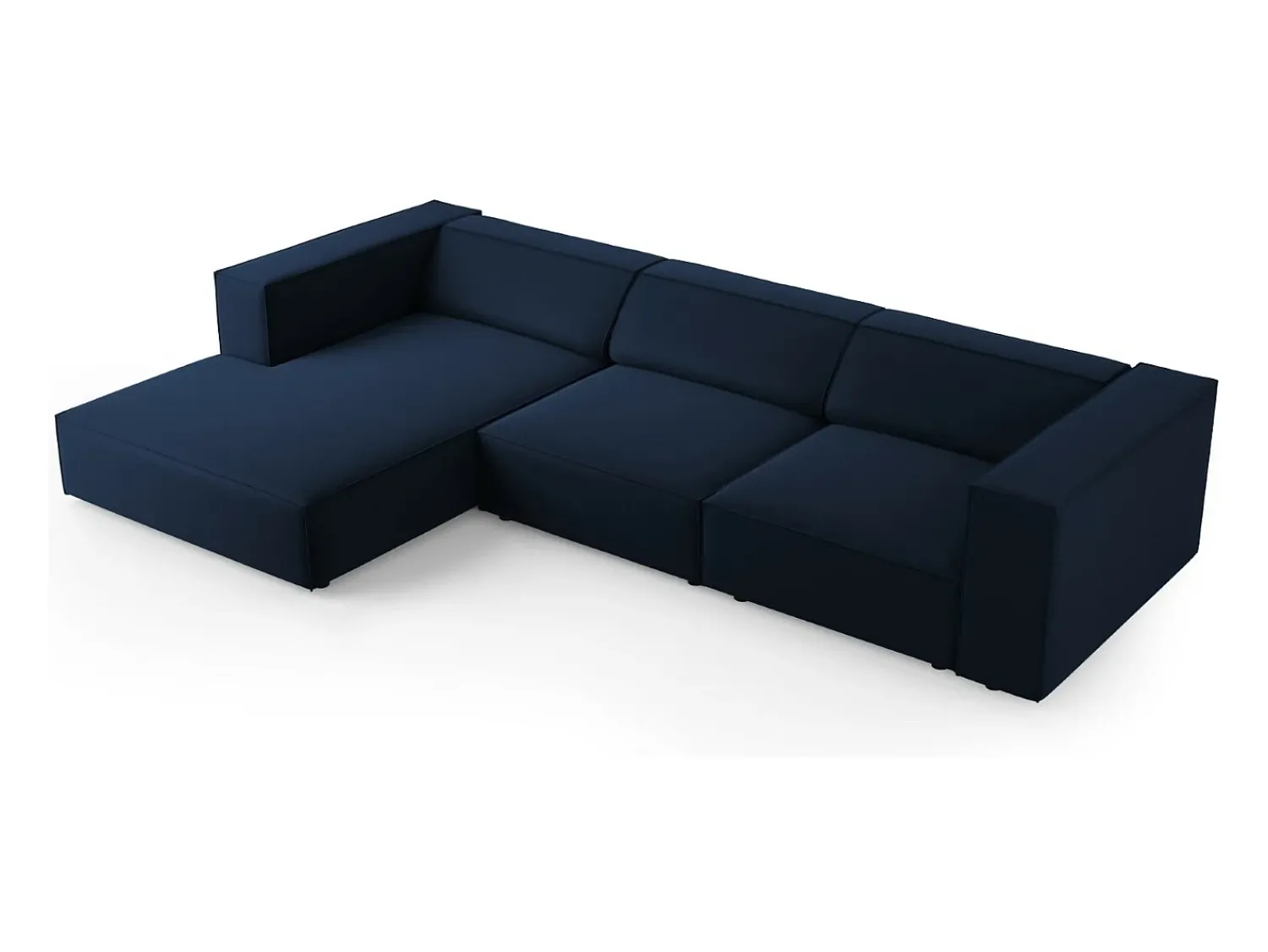 Sofá*Cosmopolitan Design - Sofá de canto esquerdo "Arendal" 4 lugares em veludo azul real - 284x166x70cm Azul escuro