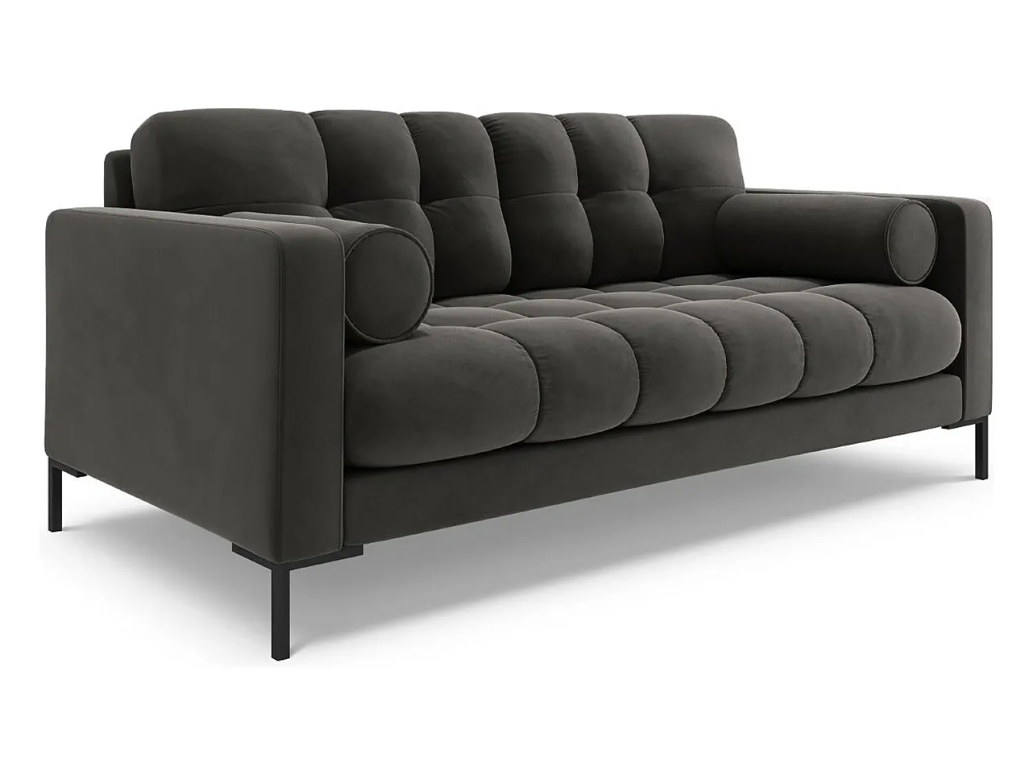 Online Cosmopolitan Design - Sofá "Bali" 2 lugares em veludo cinza escuro - 152x92x75cm Cinza antracite