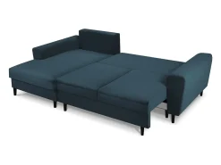Sofá|Cosmopolitan Design - Sofá convertível de canto esquerdo com caixa de arrumação "Kyoto" 4 lugares em veludo cotelê - 241x145x88cm Azul escuro