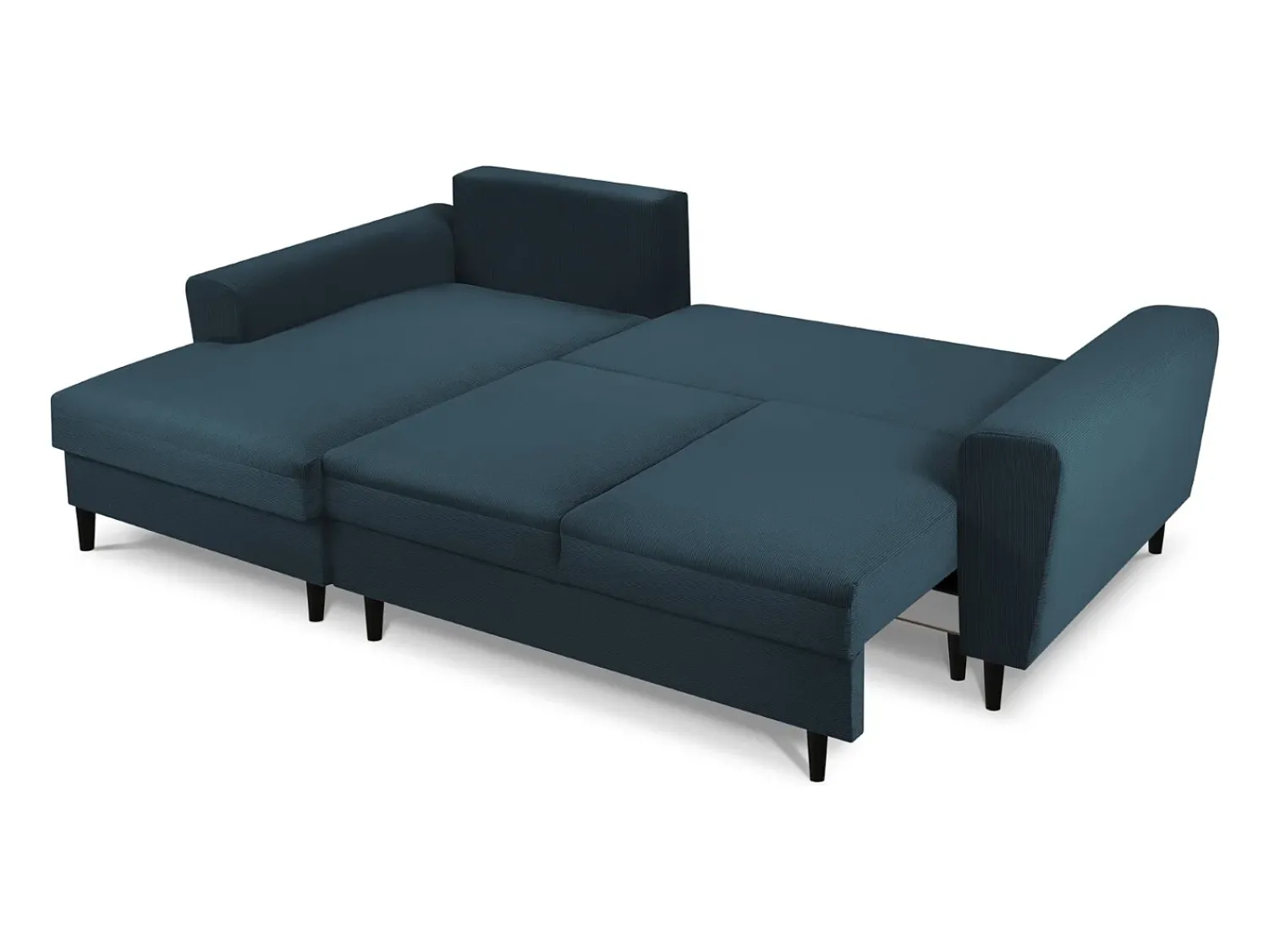 Sofá|Cosmopolitan Design - Sofá convertível de canto esquerdo com caixa de arrumação "Kyoto" 4 lugares em veludo cotelê - 241x145x88cm Azul escuro
