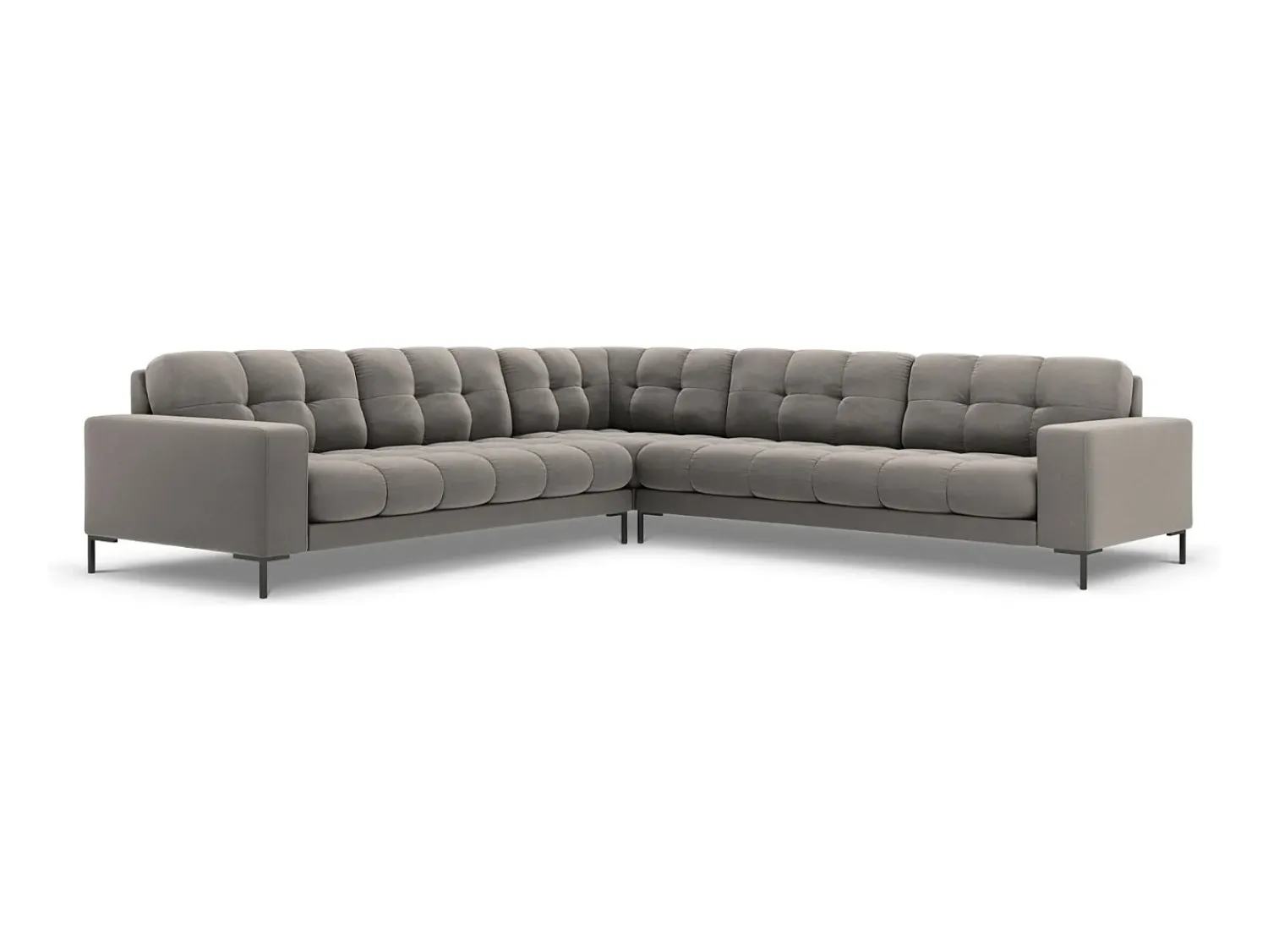 Sofá*Cosmopolitan Design - Sofá de canto simétrico "Bali" 6 lugares em veludo cinza claro - 256x256x75cm Cinzento claro
