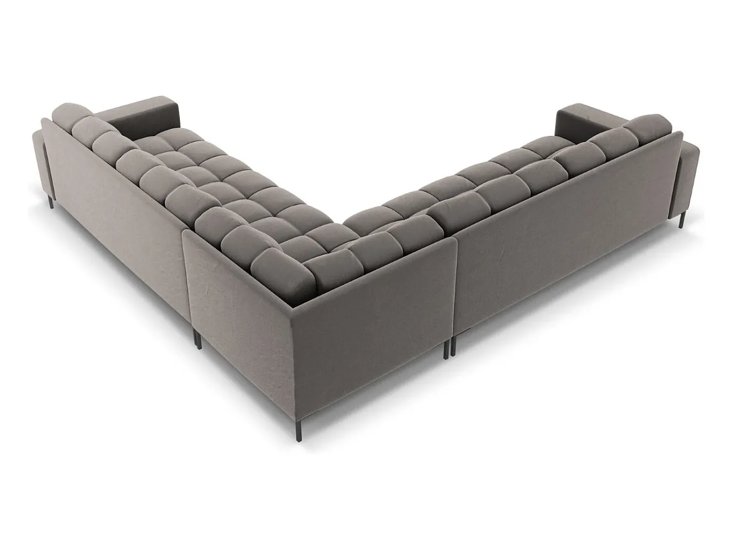 Sofá*Cosmopolitan Design - Sofá de canto simétrico "Bali" 6 lugares em veludo cinza claro - 256x256x75cm Cinzento claro