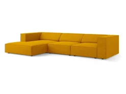 Outlet Cosmopolitan Design - Sofá de canto esquerdo "Arendal" 4 lugares em tecido chenille com efeito canelado mostarda - 284x166x70cm Amarelo mostarda