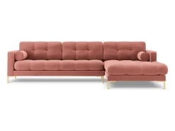 Cosmopolitan Design - Sofá de canto direito "Bali" 5 lugares em veludo - 293x185x75cm^ Sofá