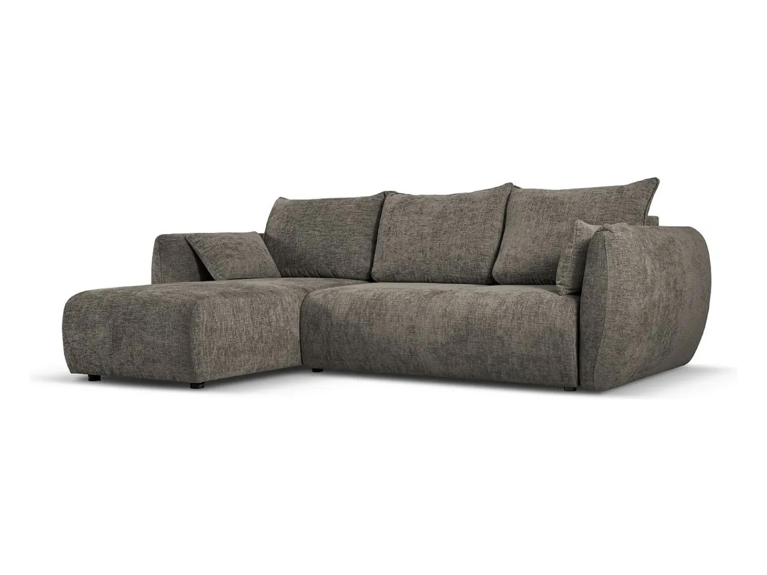 Sofá*Cosmopolitan Design - Sofá convertível de canto esquerdo com caixa de arrumação "Matera" 4 lugares em tecido chenille cinza - 253x173x86cm Cinzento