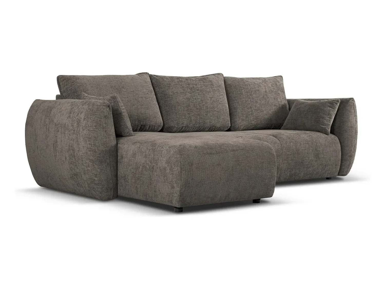 Sofá*Cosmopolitan Design - Sofá convertível de canto esquerdo com caixa de arrumação "Matera" 4 lugares em tecido chenille cinza - 253x173x86cm Cinzento