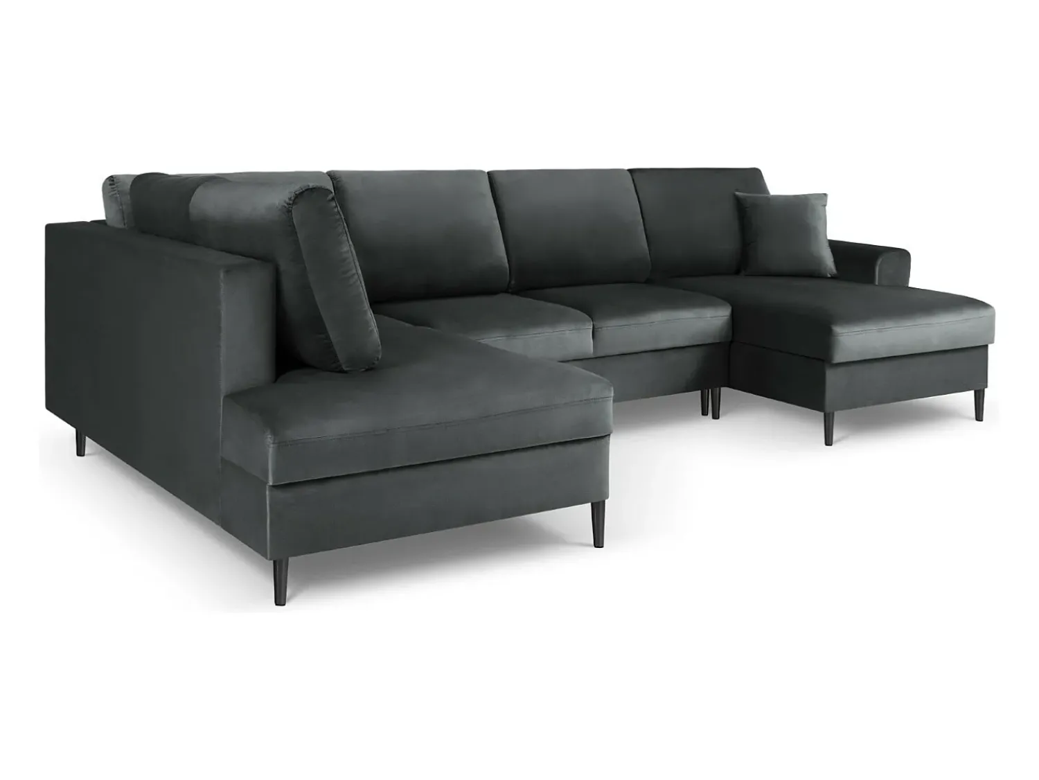 Sofá*Cosmopolitan Design - Sofá panorâmico convertível esquerdo com caixa de arrumação "Kyoto" 7 lugares em veludo cinza escuro - 313x194x88cm Cinza antracite