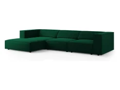 Sofá*Cosmopolitan Design - Sofá de canto esquerdo "Arendal" 4 lugares em veludo verde garrafa - 284x166x70cm Verde pinho