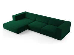 Sofá*Cosmopolitan Design - Sofá de canto esquerdo "Arendal" 4 lugares em veludo verde garrafa - 284x166x70cm Verde pinho