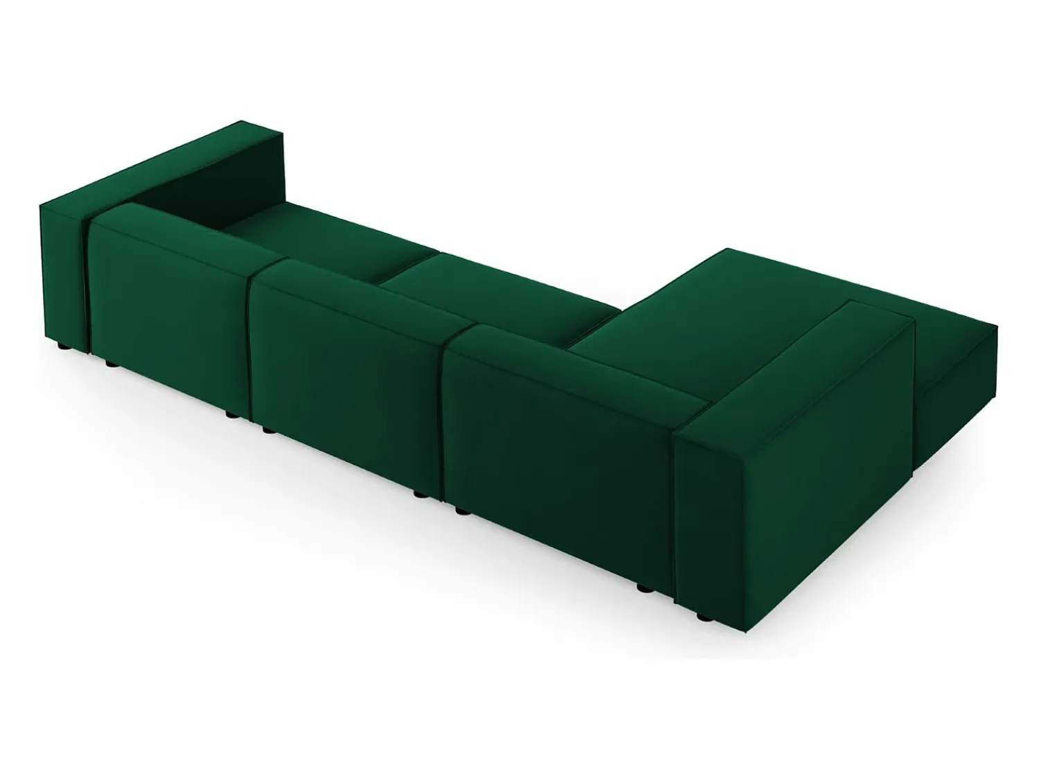 Sofá*Cosmopolitan Design - Sofá de canto esquerdo "Arendal" 4 lugares em veludo verde garrafa - 284x166x70cm Verde pinho