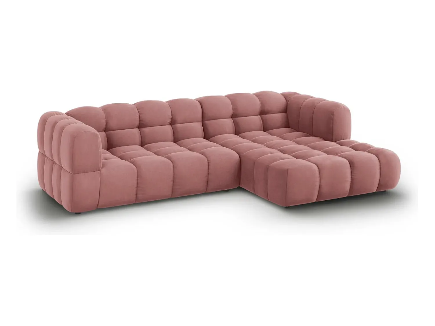 Sofá|Cosmopolitan Design - Sofá modular de canto direito "Sky" 4 lugares em veludo salmão - 272x162x75cm Rosa claro