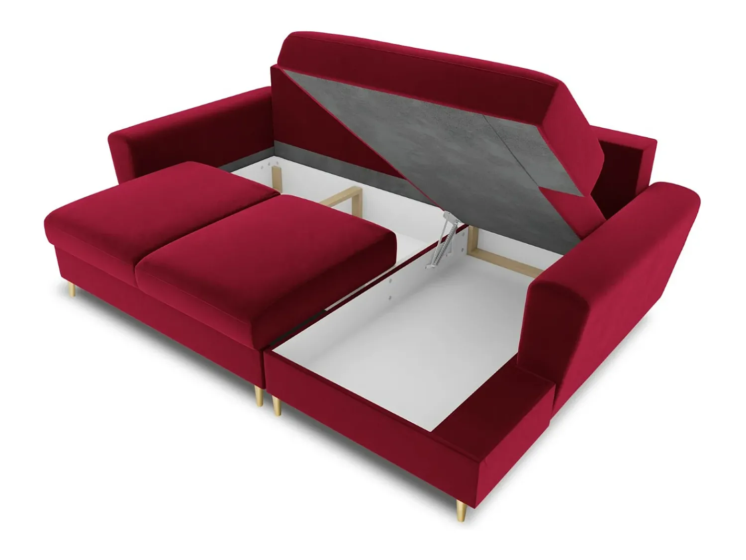 Cosmopolitan Design - Sofá convertível de canto direito com caixa de arrumação "Kyoto" 4 lugares em veludo - 241x145x88cm^ Sofá