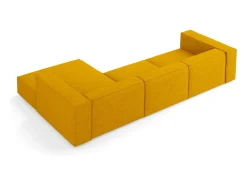 Sofá*Cosmopolitan Design - Sofá de canto direito "Arendal" 4 lugares em tecido chenille com efeito canelado mostarda - 284x166x70cm Amarelo mostarda