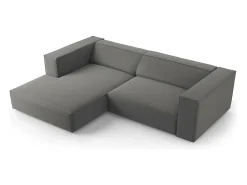 Sofá|Cosmopolitan Design - Sofá de canto esquerdo "Arendal" 3 lugares em veludo cimento - 224x166x70cm Cinzento