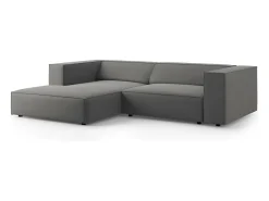 Sofá|Cosmopolitan Design - Sofá de canto esquerdo "Arendal" 3 lugares em veludo cimento - 224x166x70cm Cinzento